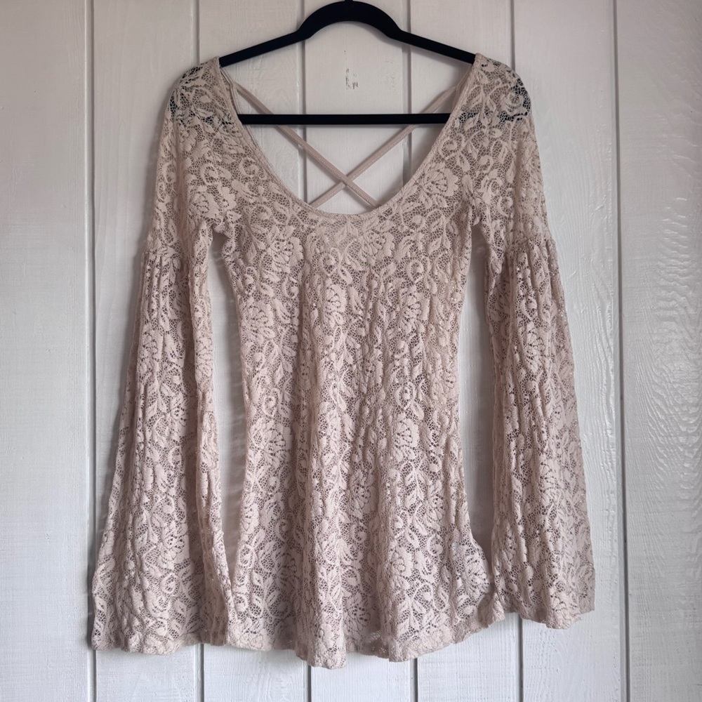 Staring at Stars Y2K Flare Sleeve Lace Top
